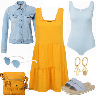 Outfit mit Orange Kleid Vero Moda Petite "Farbenfroher Sommerlook"