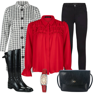 Outfit met rood Blouse lofty manner "Elegante herfstoutfit"