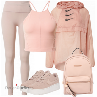 Sport Outfits mit Grau Nike, Rosa/Beige/Blau Sport-Top Nike "Sport Outfit"