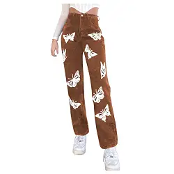 Baggy Jeans Damen High Waist Vintage y2k Jeanshose Boyfriend Straight Relaxed Fit Harajuku Aesthetic Pants Breites Bein Freizeithosen Flared Bootcut Jeans Vintage Streetwear