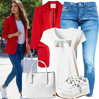 Oversize Outfit mit Rot/Orange Eleganter Blazer/Strick­blazer/Longblazer/Lederjacke für Männer/Lederjacke/Boyfriend Blazer/Lederjacke/Oversize Blazer Drykorn "Smart Casual Look"Look: Edel, Classic, Preppy, Smart Casual, Oversize, Elegant, Glamourös, Retro, Ausgefallene