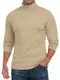 QIXING Herren Thermo Unterhemd Langarm Rollkragen Funktionsshirt Winter Warm Thermounterwäsche Oberteil (Khaki, M)