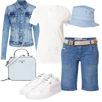 Outfit mit Weiß StrickKleid/Top/T-Shirt/Hemdchen/Bluse Große Größe GAP "Sommerliches Freizeit Outfit"