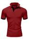 REPUBLIX Herren Basic Poloshirt Kontrast Kurzarm Polohemd Kragen T-Shirt R50104 Bordeaux/Schwarz M