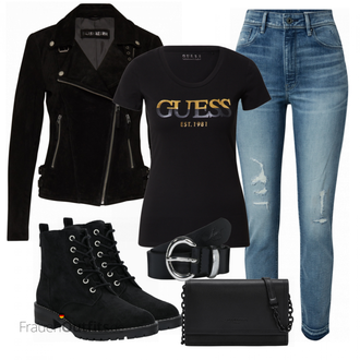 Outfit mit Schwarz Stiefel Superdry "Cooler Look für den Frühling"