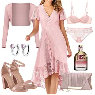 High Heels Outfit mit Rosa/Gold/Lila Sandalette/Sandalen Mit Absatz/Sandalen Mit Blockabsatz Elara "Eleganter Look"