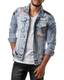 Redbridge Herren Denim Jeans Jacke Biker Destroyed Distressed Patches Slim Fit Blau M6043, Größe:XL, Farbe:Blau