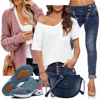 Off Shoulder Outfit mit Weiß/Grau/Creme/Braun/Lila Blusenbody/Offene Bluse/Sportliche Bluse/Lederjacke/KurzarmBluse/Bluse/Leinen­Bluse/Bluse Oberteil/SchlupfBluse/Einfarbige Bluse Maavoki "Leichtes Outfit"