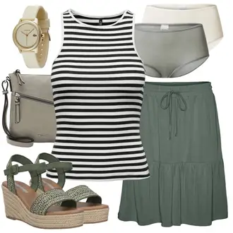 Outfit s Béžová/Oranžová/Khaki/Hnědá Dámské chytré hodinky/Nástroj pro hodinky Lacoste "Stylová letní nálada"