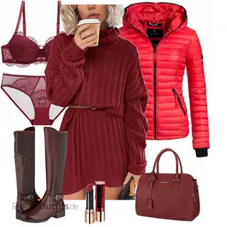 Schicke Outfits Französische mit Rosa/Dunkelrot/Bordeaux BH-Slip Set mit Bügel/BH Slip Set/Wäsche-Set/Dessous-Set Aus Spitze SHEKINI "Schickes Herbst Outfit"Look: Sexy, Babydoll, Französische, Romantisch, Disco, Schön