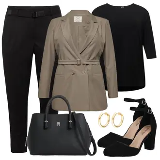 Mit Gürtel Outfit mit Braun/Khaki/Grau/Beige Mantel/Trachtenblazer/Blazerjacke/Boyfriend Blazer/Cargoblazer/Lässiger Blazer/Lederjacke/Zweireiher Blazer/Eleganter Blazer/Longblazer/Oversize Blazer/Lederjacke für Männer guido maria kretschmer curvy "Eleganter Look für Mollige"