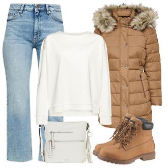 Winter Outfits mit Weiß Sweatshirt ESPRIT "Winter Outfit"