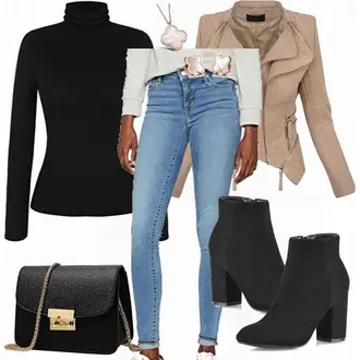 Outfit mit Khaki/Beige/Braun/Grau Cargo Rock/Minirock/Hosenrock/Lederimitatröcke/Leder Minirock/Lederröcke Rock Creek Selection "Levis Damen Skinny Jeans 310 Shaping"
