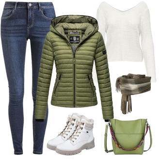 Retro Ski Outfit mit Grau Generic "Green Look"Look: Classic, 20er Jahre, Rap, Casual, Country Styl, Schottische, Trachten, Boho, Retro, 80er, Ski, Jagd