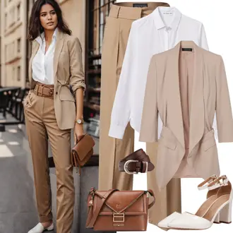 Mit Gürtel Outfit mit Beige/Khaki/Braun Blazerjacke/Boyfriend Blazer/Lässiger Blazer/Lederjacke/Cord­ Blazer/Baumwoll ­Blazer/Eleganter Blazer/Strick­blazer/Oversize Blazer/Kurzblazer/Lederjacke für Männer/Lederjacke Gina Tricot "Harvard Business Style"
