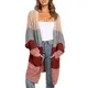 Vertvie Damen Strickjacke Cardigan Strickpullover Offene Tops Strickcardigan Outwear Langarm Grobstrick Strickmantel mit Taschen für Frauen
