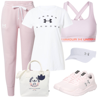 Outfit mit Rosa/Beige/Blau Under Armour, Rosa/Beige/Blau/Grau Sportschuh Under Armour "Sport Outfit"