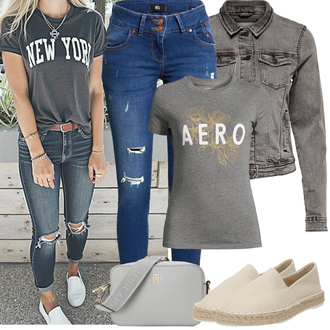 Outfit sa TamnoPlava/Plava Hlače Traper Tajice/Skinny Hlače/Jeggings/rupa hlača LTB "Proljetni Outfit"