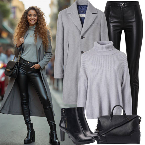 Comment poter Noir Pantalon Grande Taille Leggings Grande Taille/Pantalon Grande Taille/Legging Aspect Cuir/Pantalon en Simili Cuir/Legging en cuir/Leggings Scrunch/Legging en Velours Côtelé/Legging Doublé/Pantalon en Cuir Studio Untold avec Gris foncé/Gris/Noir/Gris clair Pull Basique/Pull à Col Montant/Pull Cut-out/Pull Simple/Pull Court/Pull en Maille Fine/Pull à Col Roulé/T-shirt Chemise À Col Roulé Pull&Bear