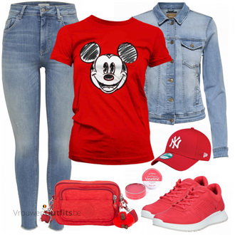 Outfit met rood Top Disney "Vrijetijdskleding"
