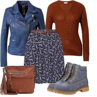 Outfit mit Dunkelblau/Lila/Blau Short Große Größe/Bedruckter Rock/90er Rock/Moderne Rock/A Linien Rock/Ausgestellter Rock/Rock Zum Binden/Unisex Rock/80er Rock/60er Jahre Rock About You "Lässiger Freizeit Look"