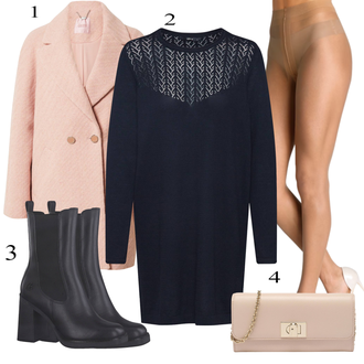 Pamuk Outfit sa Tamnoplava Pletenina/Bluza i Tunika Tunika/Pletivo Veći Broj Only "Zimski outfit"