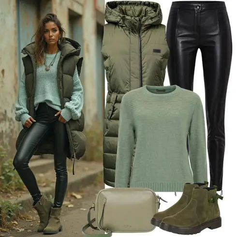 Dunkelgrün/Grün Flache Stiefelette/Lederjacke/GummiStiefelette/Chelsea Boot FELMINI kombinieren mit Hellgrün/Grün/Dunkelgrün Feinstrickpullover/Basic Pullover/Mohair Pullover/Wollpullover/Einfacher Pullover/Kaschmir Pullover Only