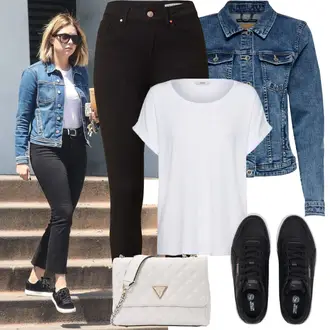 Carina Outfit sa Crna Tenisica s platformom/Niska Tenisica/Skate cipela/Kožna Tenisica Puma "Proljetni Outfit"