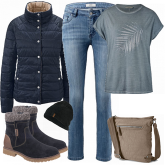Outfit mit Blau Stiefel Tom Tailor "Perfekt"