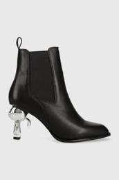 Usnjeni chelsea IKON HEEL enski, rna barva, KL39060