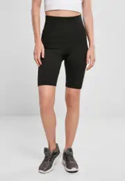 Women's high-waisted bib shorts - black/black