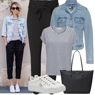 Sommer Vorstellungsgespräch Outfit mit Grau/Dunkelgrau/Blau Shopper-Tasche/Große Tasche/Businesstasche/Tasche Büro/Shopper Polo Ralph Lauren "Frühling outfit"