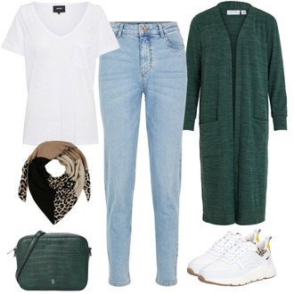 Outfit mit Beige/Braun Schal/Bandana/Kopftuch/Tuch About You "Leopard Details"
