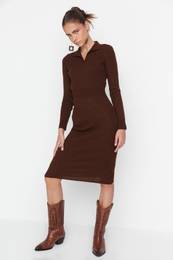 Brown Brown Midi pleten aty s rolkem
