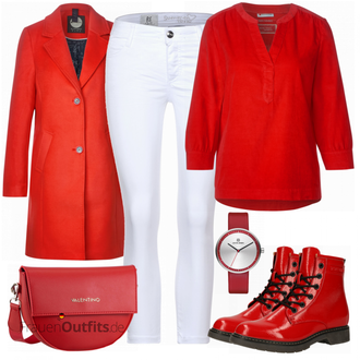 Outfit mit Rot Stiefel Tom Tailor "Modischer Look für den Herbst"