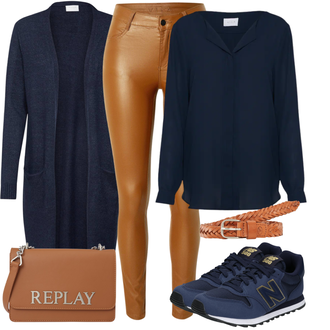 Outfit mit Dunkelblau Bluse und Tunika/Bluse Große Größe/Blusenbody/Bluse Mit Knopf/Bluse mit Stehkragen/Business Bluse/Lederjacke/Langarmbluse/Bügelfreie Bluse/Seidenbluse/Schlupfbluse/Einfarbige Bluse/Businesshemd/Casual Hemd/Business Hemd/Bügelfreies Hemd/Hemdbluse Vila "Perfekt für die Freizeit"