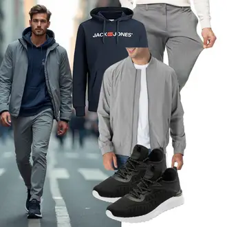 Mit Puff­ärmeln Outfit mit Hellgrau/Grau Ripstopjacke/Fliegerjacke/Nylonjacke/Bomberjacke Rdruko "Freizeit Outfit"