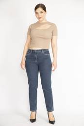 ans Women's Plus Size Navy Blue Lycra Jeans With Front Pockets