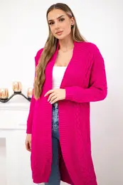 Cardigan sweater braided in fuchsia color