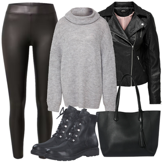 Outfity na podzim s Černá Móda Pro Plnoštíhlou/Midi Kabát/Vest Dlouhý svetr Only "Podzimní Outfit"