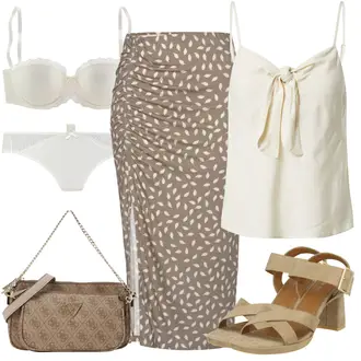 Jacquard Outfit sa Siva/Smeđa/Ljubičasta/Bež Kratke hlače velike veličine/Haljina Veći Broj/Hlača Velika Veličina VIVANCE "Elegantni look"