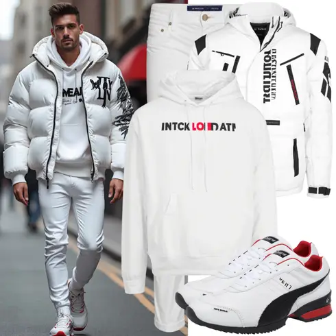 Weiß/Creme Schneejacke/Kunstfaserjacke/Sommerdaunenjacke/Winterjacke/Daunenjacke/Puffer Jacke Indicode kombinieren