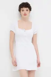 Lanena obleka Hollister Co. bela barva