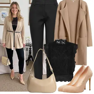 Slim fit Outfit mit Schwarz/Weiß/Gelb Stretchhose/Schlupfhose/Skinny Hose/7/8 Hose/Anzughose/Business Hose Only "Modisches Frühlingsoutfit"