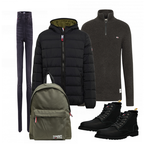 Schwarz Stiefel Tommy Jeans kombinieren