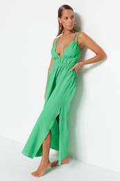 Green Maxi tkane ree 100% bombana obleka za plao