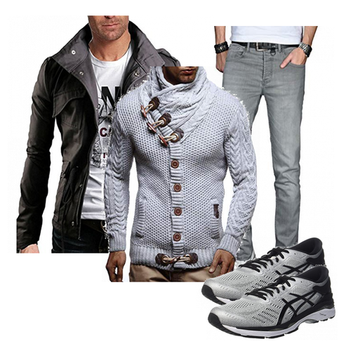 Grau Schuh Asics kombinieren