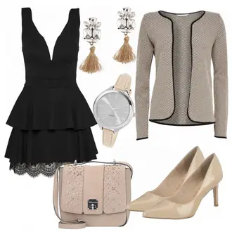 Outfit mit Dunkelgrün/Grün Blazer Kleid/Cord Kleid/Herbstkleid/Samtkleid/Winterkleid/Samtjacke/Teddy Jacke/Ajourstrickjacke/Kunstpelzjacke/Boucle Jacke/Schlupfjacke/Herbstjacke/Pelzjacke Wal g. "Lela"