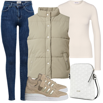Outfit mit Beige Neo Noir "Praktischer Look"