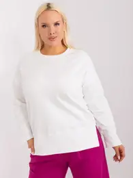 Ecru mikina plus velikosti s kulatm vstihem